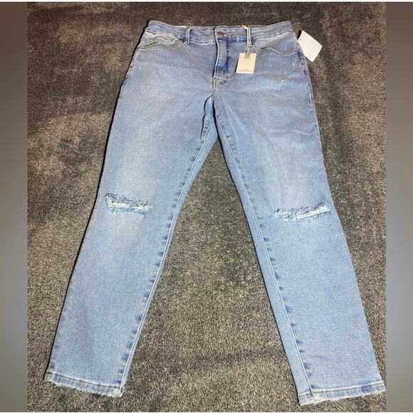 NWT Good American Good Waist Distressed Light Blue‎ Jeans ( 10/30 ) - Picture 3 of 6